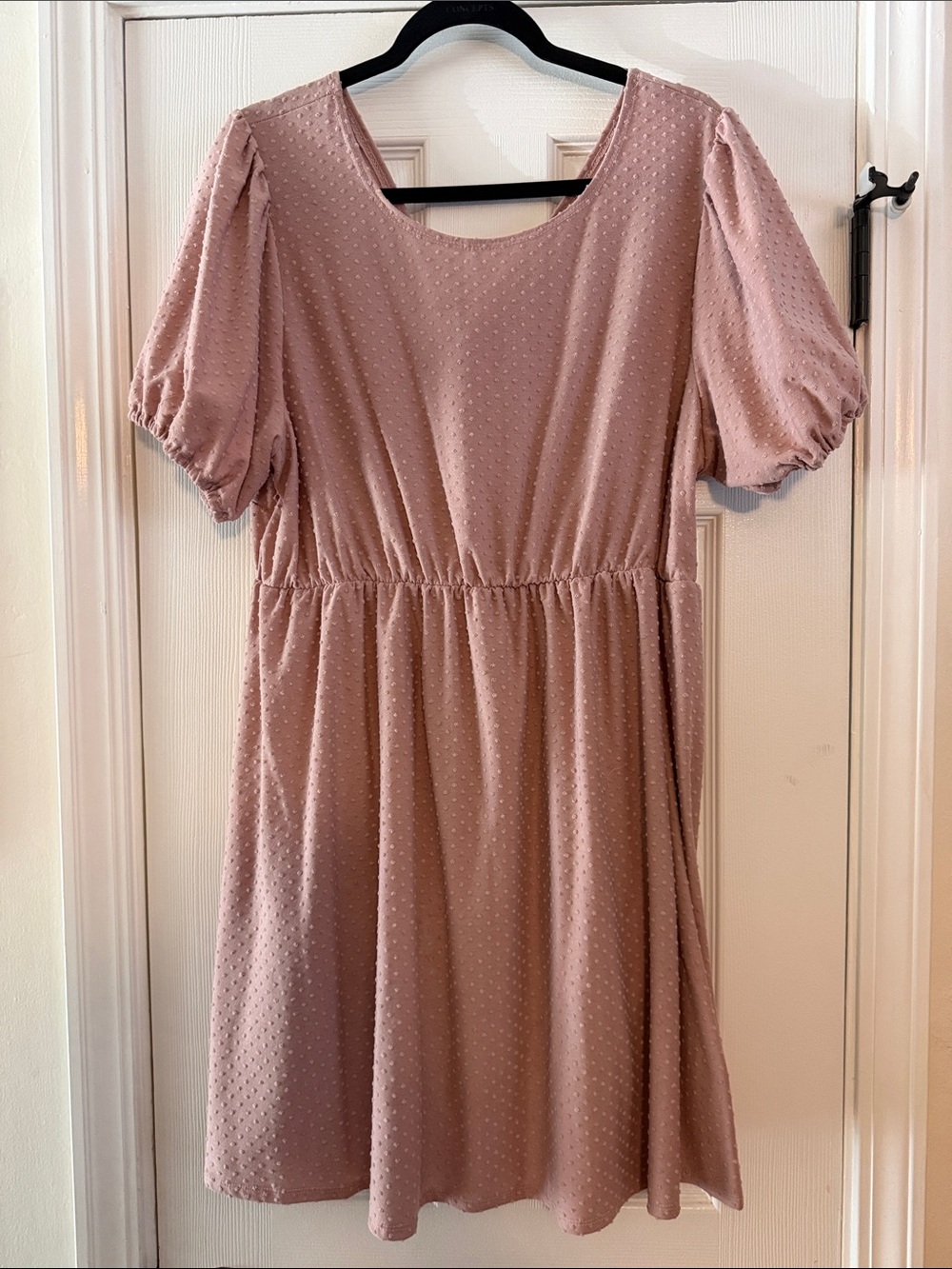 Liberty Love Dusty Rose Puff-Sleeve Textured Dress
